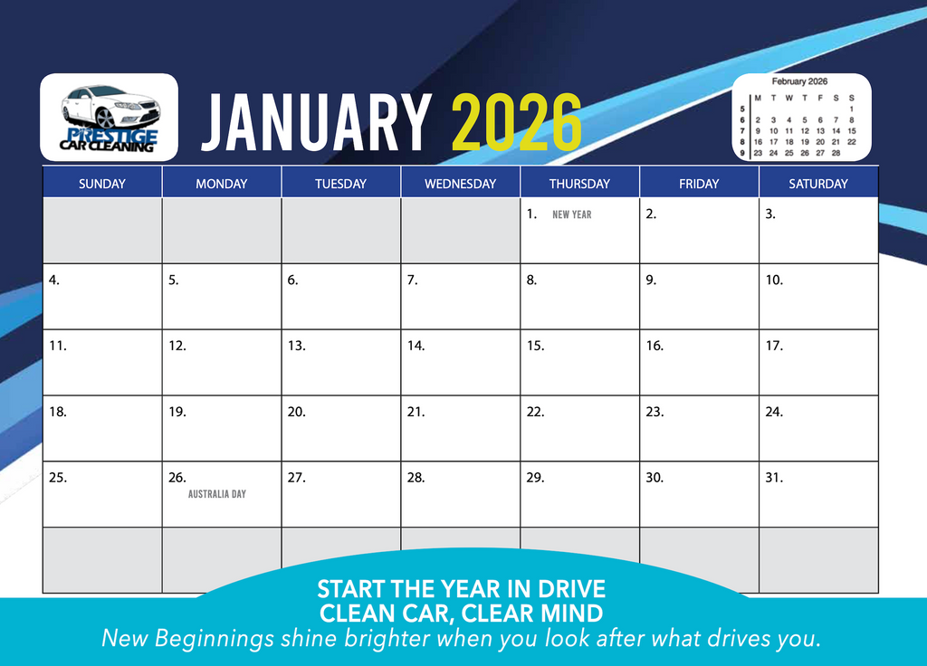 2026 Prestige Car Cleaning Movember Charity Calander