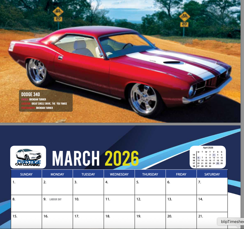 2026 Prestige Car Cleaning Movember Charity Calander